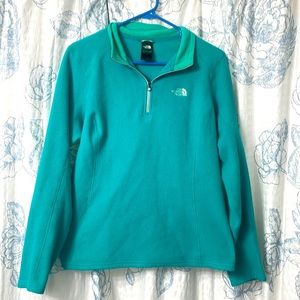 The North Face size large women’s fleece pullover, zip up blue/green color